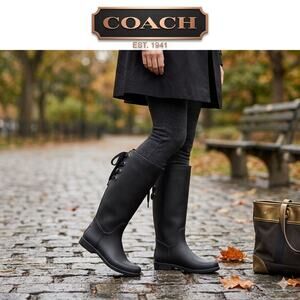 Coach Tristee Matte Black Tall Rain Boots